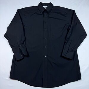 Roundtree & Yorke Dress Shirt Mens 15.5 33 Black Wrinkle Resistant